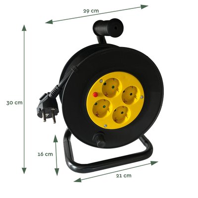Enrouleur câble BRASQ Pro 4 prises 10m noir