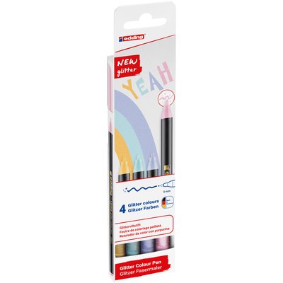 Fineliner edding 1200 pailleté Fin assorti set 4 pièces