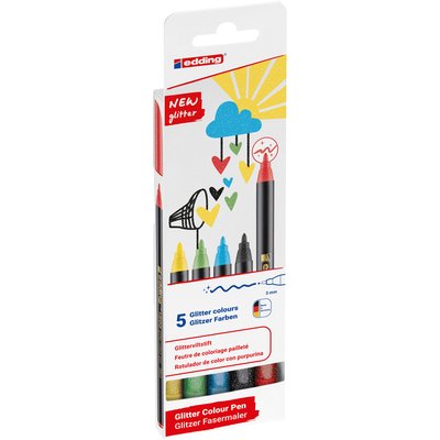 Fineliner edding 1200 fijn glitter assorti set à 5 stuks