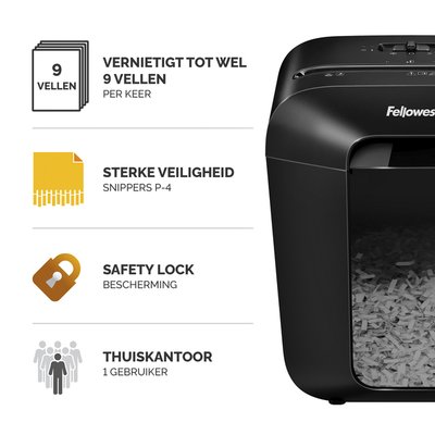 Destructeur Fellowes Powershred LX50 particules 4x37mm noir