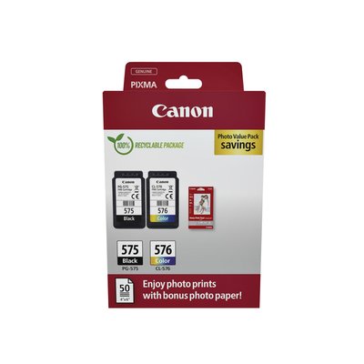 Inktcartridge Canon PG-575 CL-576 zw + kl + papier