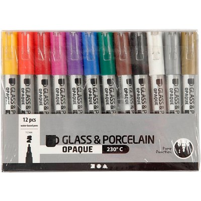 Feutre pour verre & porcelaine Creativ Company 1-2mm set 12 couleurs