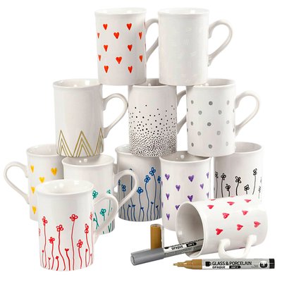 Feutre pour verre & porcelaine Creativ Company 1-2mm set 12 couleurs