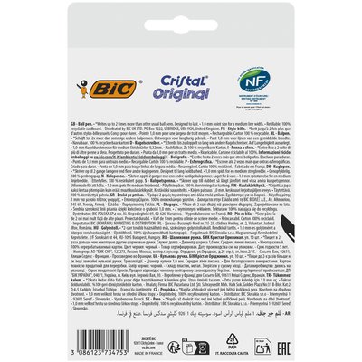 Stylo bille BIC Cristal Medium noir blister 10 pièces