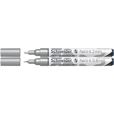 Viltstift Schneider Paint-it 060 - 061 2.0mm en 0.8mm mtl chrome 2st