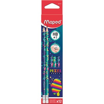 Crayon graphite Maped Pixel Party embout gomme set 12 pièces assorti