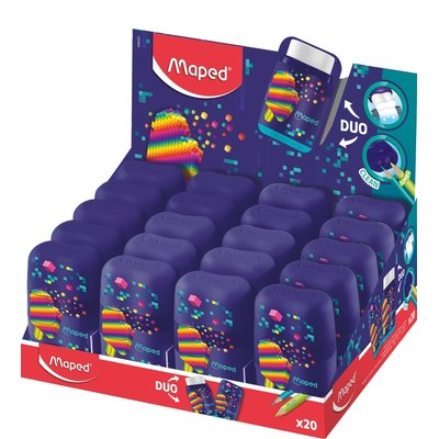 Puntenslijper Maped Pixel Party Connect 2-gaats met gum