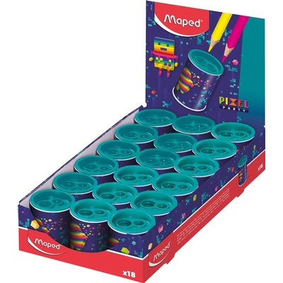 Taille-crayon Maped Pixel Party 2 trous présentoir 18 pièces