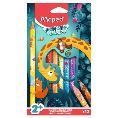 Crayon de couleur Maped Jungle Fever Jumbo set 12 couleurs