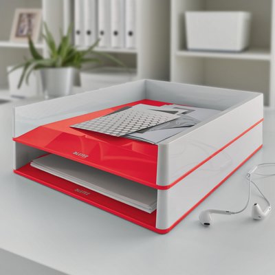 Brievenbak Leitz WOW A4 wit/rood