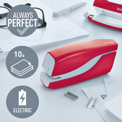 Agrafeuse électrique Leitz NeXXt WOW sans contact 10 feuilles rouge