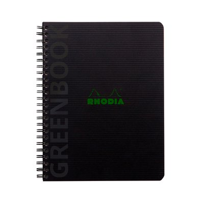 Cahier de notes Rhodia Greenbook A5 ligné 6 perforations 180 pages 90g noir