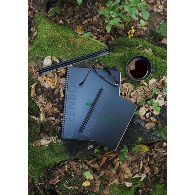 Cahier de notes Rhodia Greenbook A5 ligné 6 perforations 180 pages 90g noir