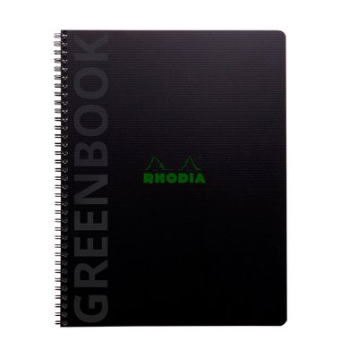 Cahier de notes Rhodia Greenbook A4 ligné 4 perforations 180 pages 90g noir