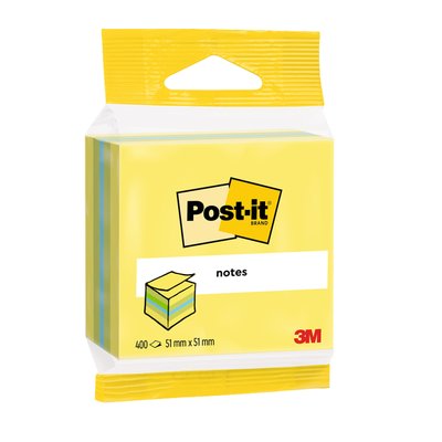 Memoblok 3M Post-it 2012L 51x51mm kubus ass kleur 400 vel