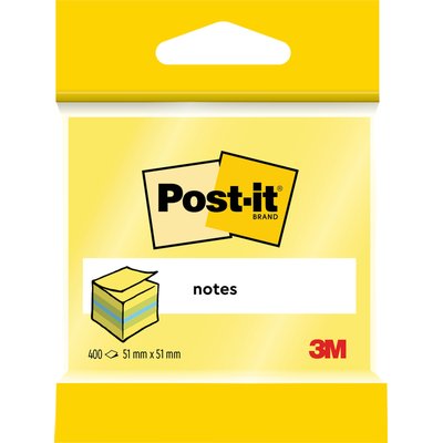 Memoblok 3M Post-it 2012L 51x51mm kubus ass kleur 400 vel