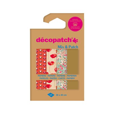 Papier créa Décopatch 30x40cm set 4 feuilles Thème L'amour est dans le pré