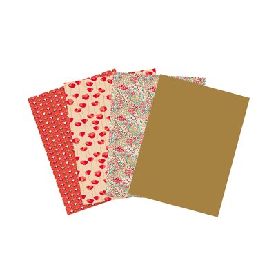 Papier créa Décopatch 30x40cm set 4 feuilles Thème L'amour est dans le pré