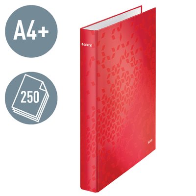 Classeur Leitz WOW A4 Maxi 2 anneaux méc-D 25mm rouge