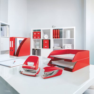 Classeur Leitz WOW A4 Maxi 2 anneaux méc-D 25mm rouge
