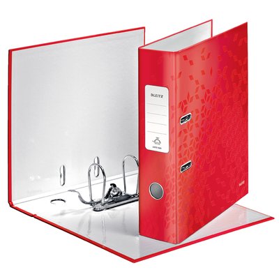 Classeur à levier Leitz WOW 180° laminé A4 80mm rouge