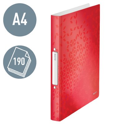 Classeur Leitz WOW A4 2 anneaux méc-O 25mm PP rouge