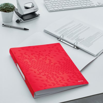 Classeur Leitz WOW A4 2 anneaux méc-O 25mm PP rouge