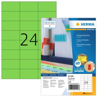 Etiquette HERMA 4409 70x37mm vert 2400 pièces