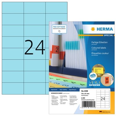 Etiquette HERMA 4408 70x37mm bleu 2400 pièces