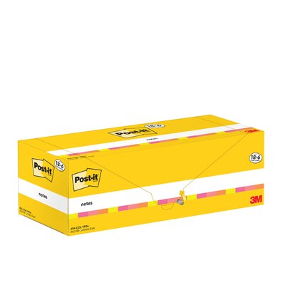 Notes 3M Post-it 654-COL 76x76mm couleurs assorti lot promo