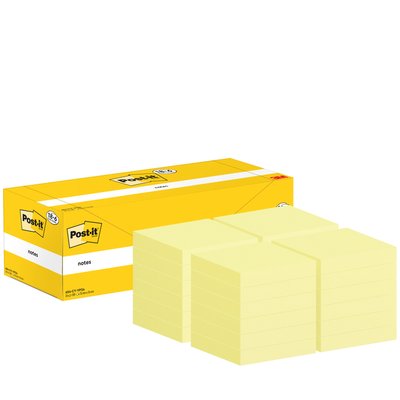 Memoblok 3M Post-it 654-CY 76x76mm geel voordeelpak