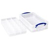 Boîte de rangement Really Useful 4L 30 compartiments 395x255x88mm transparent blanc Photo
