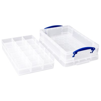 Boîte de rangement Really Useful 4L 30 compartiments 395x255x88mm transparent blanc