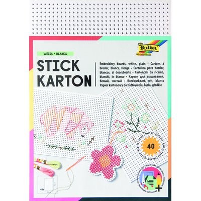 Carte à broder Folia 17,5x24,5cm 300g 40 feuilles blanc