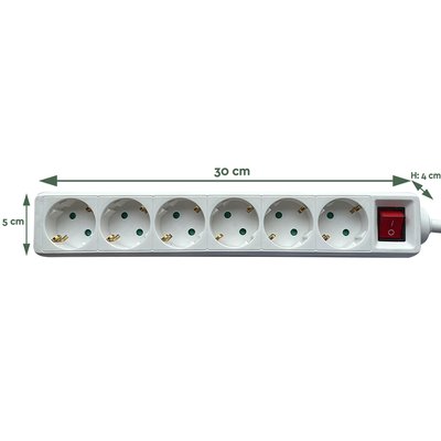 Multiprise BRASQ 6 prises 1,4m blanc