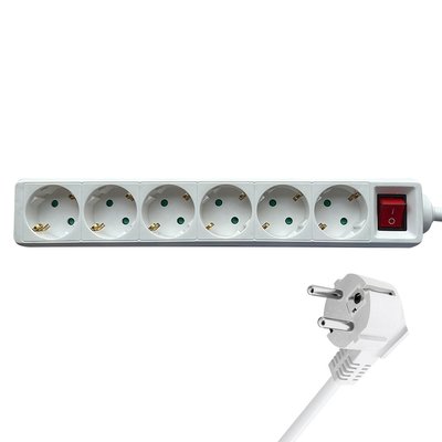 Multiprise BRASQ 6 prises 1,4m blanc