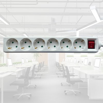 Multiprise BRASQ 6 prises 1,4m blanc