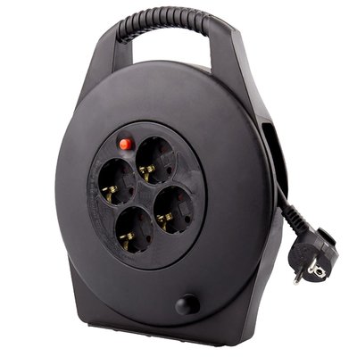 Enrouleur de câble BRASQ 4 prises 15m noir