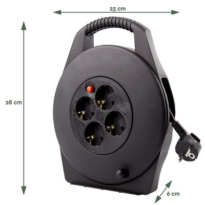 Enrouleur de câble BRASQ 4 prises 15m noir