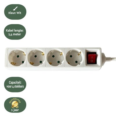 Multiprise BRASQ 4 prises 1,4m blanc