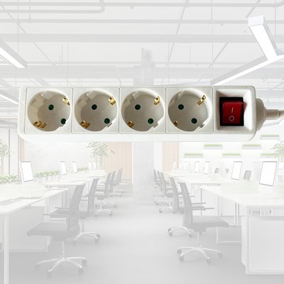 Multiprise BRASQ 4 prises 1,4m blanc