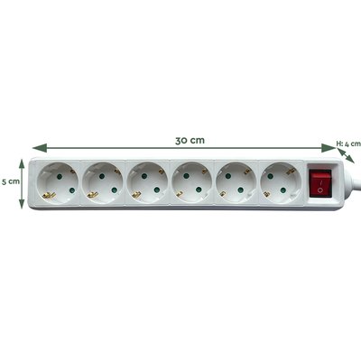 Stekkerdoos BRASQ 6 voudig 3 meter wit