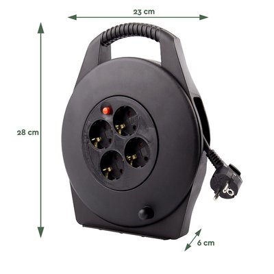 Enrouleur de câble BRASQ 4 prises 10m noir