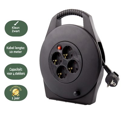 Enrouleur de câble BRASQ 4 prises 10m noir