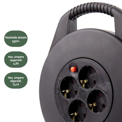 Enrouleur de câble BRASQ 4 prises 10m noir