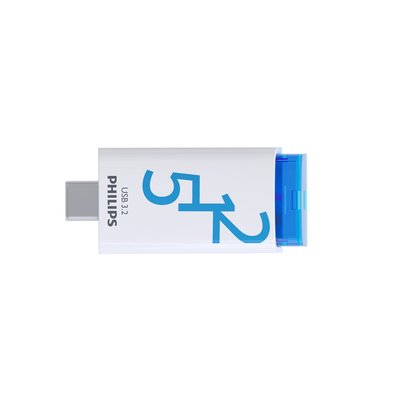Clé USB 3.2 Philips Click USB-C 512Go bleu