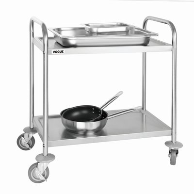 Chariot de service Vogue inox 2 plateaux 82,5x71cm