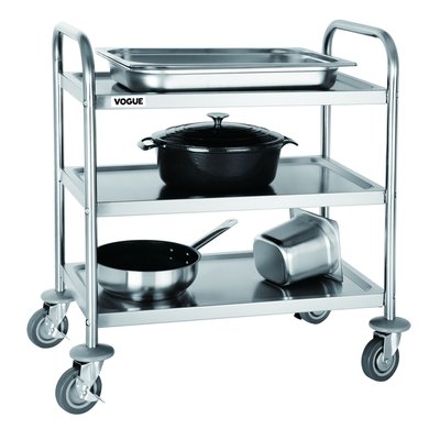 Chariot de service Vogue inox 3 plateaux 82,5x71cm