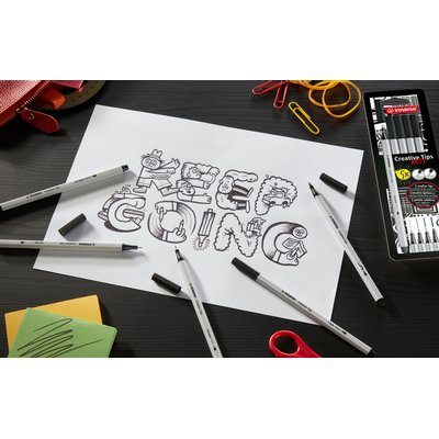 Creative Tips STABILO Arty assorti tips zwart en grijs 10 stuks