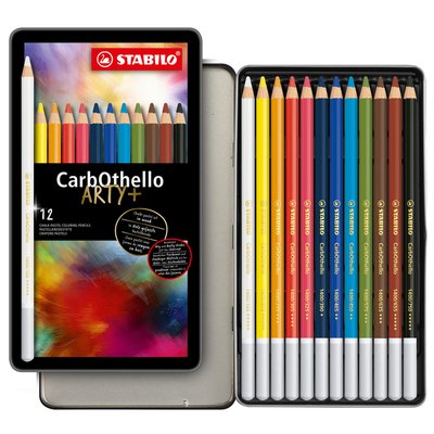 Crayon craie pastel STABILO CarbOthello assorti boîte 12 pièces